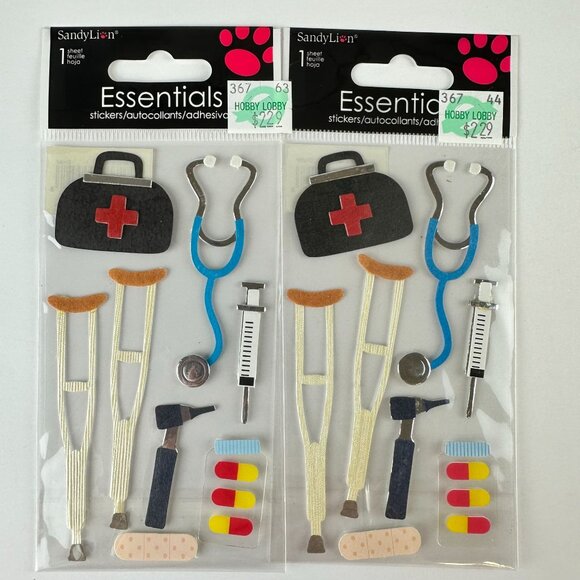 SandyLion Essentials Medical Themed Stickers Bundle Lot 2 Packs - Picture 1 of 2
